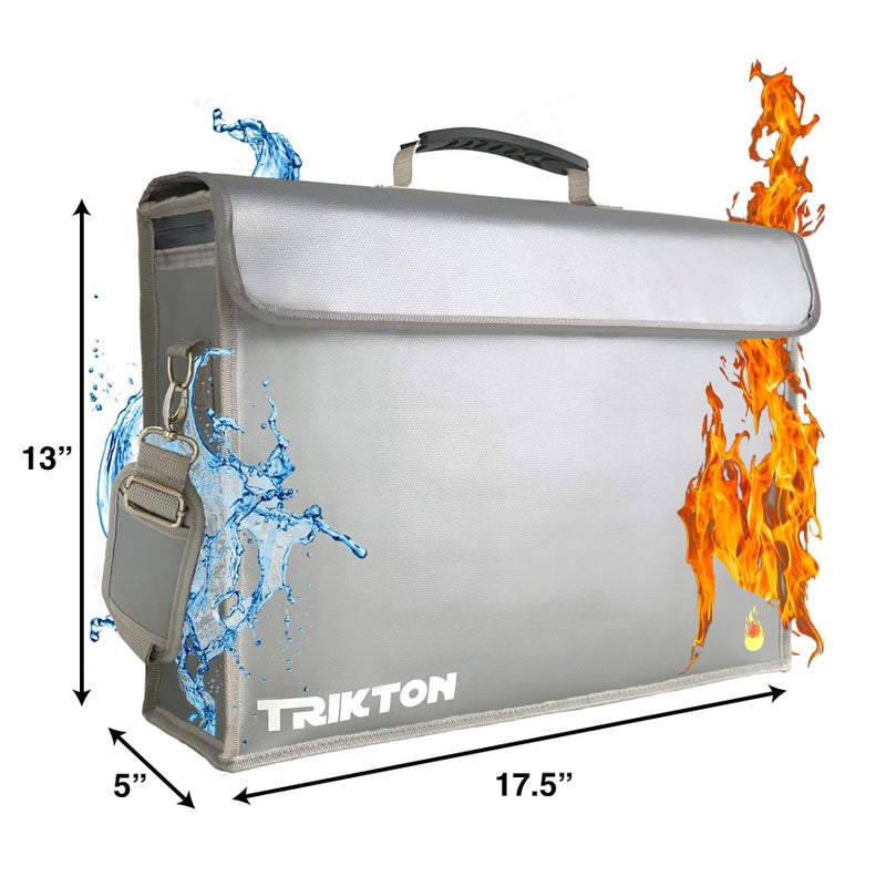TRIKTON حقيبة مستندات مقاومة للحريق والماء XXL 17.5x13x5 مع قفل TSA، تصميم عالي الرؤية، حقيبة مرنة مقاومة للحريق لحجم A3 والمستندات القانونية، تم تطويرها بواسطة مهندسين ورجال إطفاء أمريكيين، جاهزة للسفر - Image 4